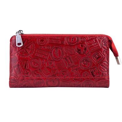 Красивый кожаный кошелек на молнии красного цвета, коллекция "Let's Go Travel"
