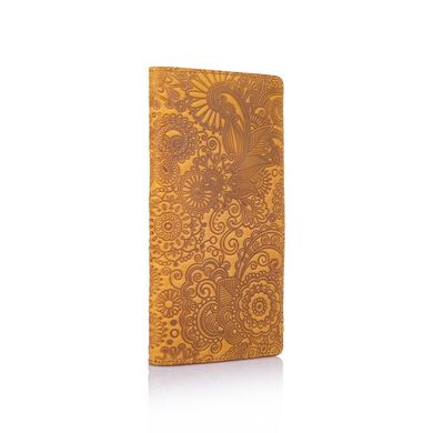 Бумажник с матовой натуральной кожи светло желтого цвета на 14 карт, коллекция "Mehendi Art"