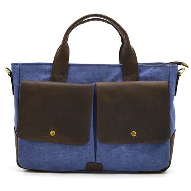 Чоловіча сумка з канвас та кінської шкіри TARWA RKc-3990-3md синій Коричневий