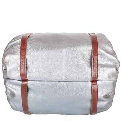 Жіноча шкіряна повсякденно-дорожня сумка LASKARA (Ласкарєв) LK-DM234-silver-brown Сірий