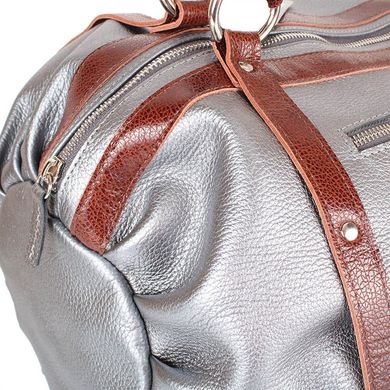 Женская кожаная повседневно-дорожная сумка LASKARA (ЛАСКАРА) LK-DM234-silver-brown Серый