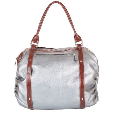 Жіноча шкіряна повсякденно-дорожня сумка LASKARA (Ласкарєв) LK-DM234-silver-brown Сірий