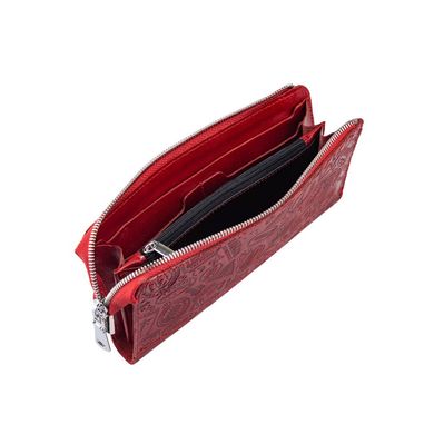 Гарний шкіряний гаманець на блискавки червоного кольору, колекція "Let's Go Travel"
