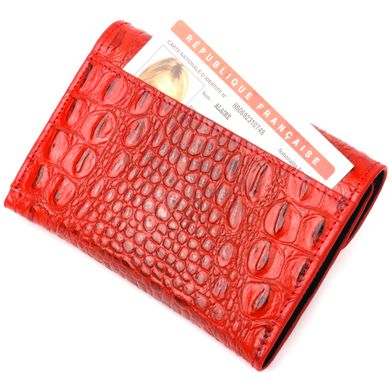 Яскравий горизонтальний жіночий гаманець із монетницею з натуральної шкіри під крокодила KARYA 21072 Помаранчевий