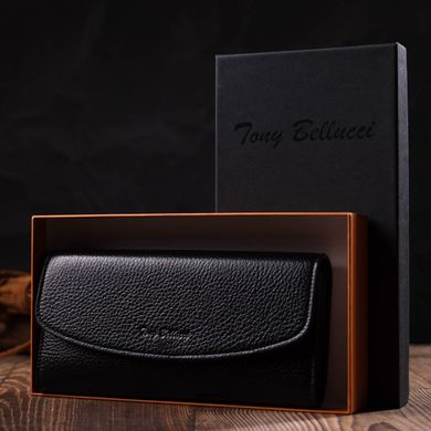 Классический женский кошелек с монетницей на молнии из натуральной кожи Tony Bellucci 21966 Черный