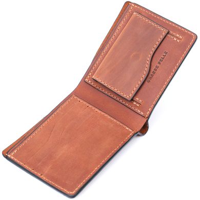Компактний гаманець із натуральної шкіри без застібки GRANDE PELLE 11661 Коричневий