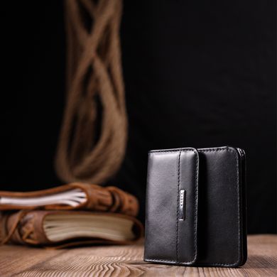 Компактний жіночий гаманець із гладкої натуральної шкіри KARYA 21122 Чорний
