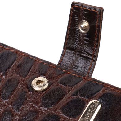 Практичний горизонтальний гаманець для чоловіків з натуральної шкіри з тисненням під крокодила CANPELLINI 21888 Коричневий