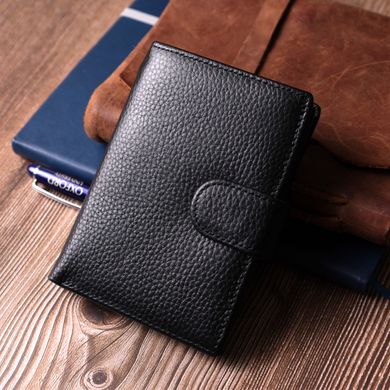 Вертикальний чоловічий гаманець із блоком для пластикових карток з натуральної шкіри Vintage sale_15062 Чорний