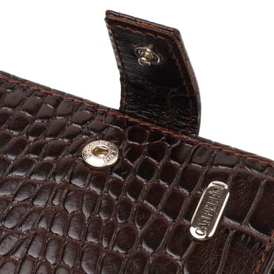 Вместительный мужской бумажник из натуральной фактурной кожи с тиснением под крокодила CANPELLINI 21788 Коричневый