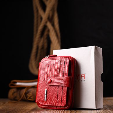 Чудовий гаманець із натуральної фактурної шкіри KARYA 20972 Червоний