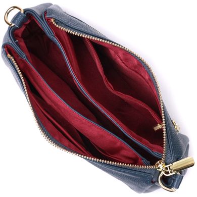 Женская практичная сумка через плече из натуральной кожи Vintage 22287 Синяя