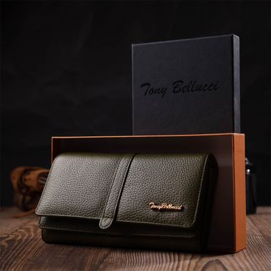 Жіночий гаманець з великою кількістю відділень із натуральної шкіри Tony Bellucci 22066 Оливковий