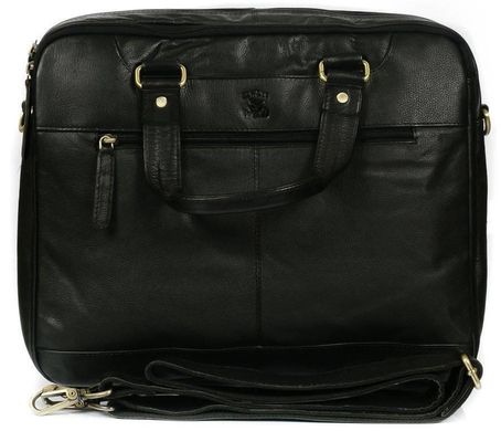 Шкіряний портфель, сумка для ноутбука Always Wild чорний 14 дюймів