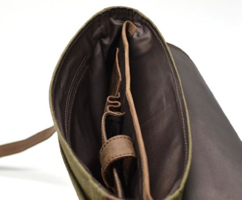 Чоловіча сумка через плече, комбінація шкіри і парусини "Canvas" RH-1808-4lx бренду Tarwa Хакі / коричневий