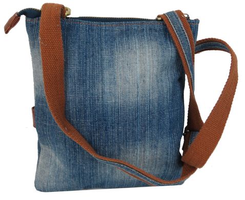 Молодежная джинсовая сумка на плечо Fashion jeans bag голубая