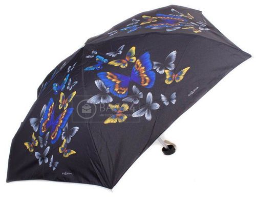 Облегченный компактный зонт для женщин с бабочками, мех ZEST Z55516-6, Черный