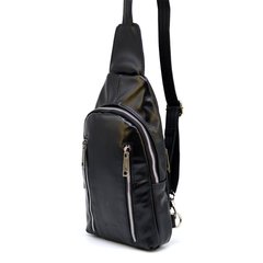 Слінг міні-рюкзак на моношлейці TARWA з натуральної телячої шкіри GA-6101-3md Чорний