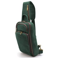 Кожаный рюкзак слинг на одно плечо TARWA RE-0910-4lx Зеленый