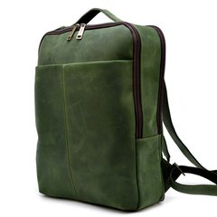 Зеленый кожаный рюкзак унисекс TARWA RE-7280-3md Зеленый