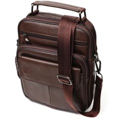 Вертикальная мужская сумка из натуральной кожи Vintage 21952 Коричневая