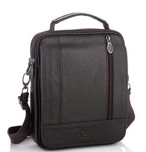 Мужская кожаная сумка-барсетка с плечевым ремнем коричневая HD Leather NM24-213C-1 Коричневый