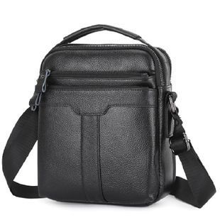 Шкіряний месенджер на два відділи Tiding Bag FL-A25F-2218A Чорний