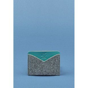 Кард-кейс 5.0 (слім) сірий фетр + бірюзова шкіра, тіффані Blanknote BN-KK-5-felt-tiffany