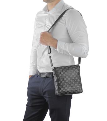 Мужская сумка через плечо черная фактурная Tiding Bag A25-6106A Черный