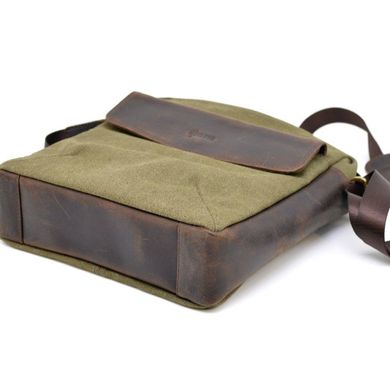 Мужская сумка, микс парусина+кожа RH-1810-4lx бренда TARWA Хаки/коричневый