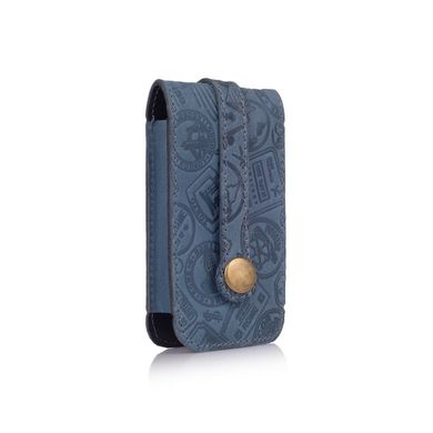 Дизайнерська блакитна ключниця з натуральної матової шкіри, колекція "Let's Go Travel"