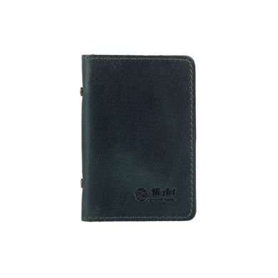 Кожаная обложка-органайзер для ID паспорта и других документов зеленого цвета