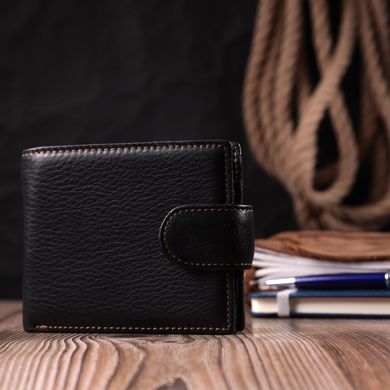 Горизонтальний невеликий гаманець для чоловіків з натуральної шкіри Vintage sale_15063 Чорний