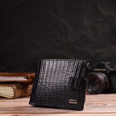 Интересный мужской бумажник из натуральной фактурной кожи CANPELLINI 21789 Черный