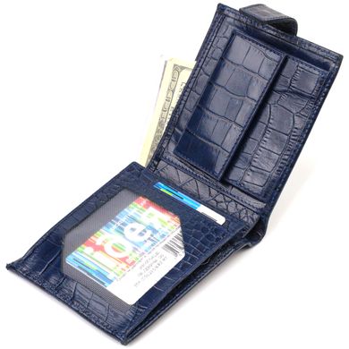 Гарний горизонтальний гаманець для чоловіків з натуральної шкіри з тисненням йод рептилію CANPELLINI 21889 Синий
