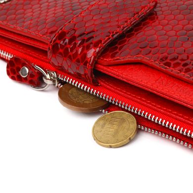 Лакований жіночий гаманець із натуральної шкіри з тисненням під змію CANPELLINI 21639 Червоний