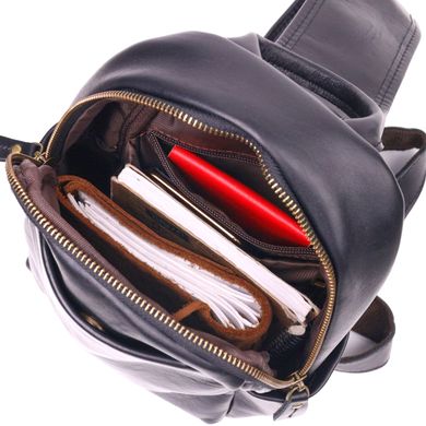 Превосходная сумка мужская через плечо из натуральной гладкой кожи 21286 Vintage Черная