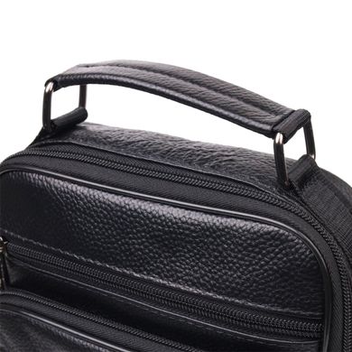 Вместительная мужская сумка кожаная 21271 Vintage Черная