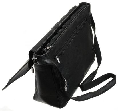 Шкіряна сумка листоноша з клапаном через плече Rovicky R8173NDM чорна