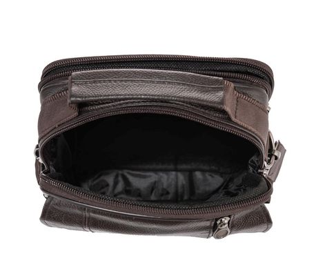 Мужская кожаная сумка-барсетка с плечевым ремнем коричневая HD Leather NM24-213C-1 Коричневый