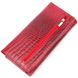 Вместительный горизонтальный кошелек из натуральной кожи с тиснением под крокодила KARYA 21173 Красный