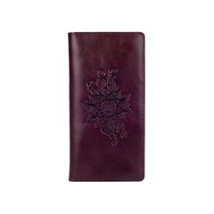 Темно фиолетовый кожаный бумажник на 14 карт, коллекция "Mehendi Classic"