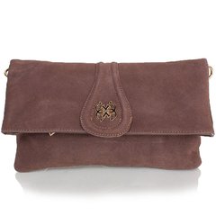 Женская сумка-клатч из качественного кожезаменителя и натуральной замши ANNA&LI (АННА И ЛИ) TU13784-khaki Коричневый