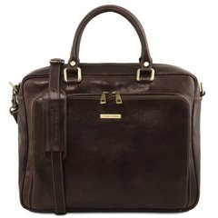 Шкіряний портфель для ноутбука з передньою кишенею Pisa Tuscany TL141660  (Темно-коричневий)