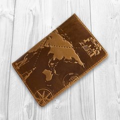 Рыжая дизайнерская обложка для паспорта с отделом для карт, коллекция "7 wonders of the world"