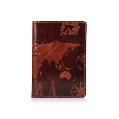 Кожаное дизайнерское портмоне для документов коньячного цвета, коллекция "7 Wonders of the World"