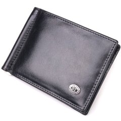 Практичный зажим для денег из натуральной гладкой кожи ST Leather 19417 Черный
