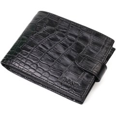 Вместительный бумажник среднего размера для мужчин из натуральной кожи с тиснением под крокодила BOND 22000 Черный