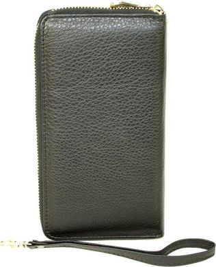 Практичний і місткий гаманець-барсетка з натуральної шкіри De Loris 10147, Чорний