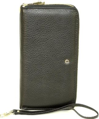 Практичный и вместительный кошелек-барсетка из натуральной кожи De Loris 10147, Черный
